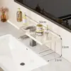 Estante de almacenamiento para baño sin taladro, diseño de drenaje metálico, gran capacidad para organizar artículos de baño