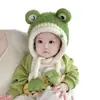 Bonito gorro de bebé para otoño e invierno, gorro de lana unisex para niños que protege las orejas, forrado de felpa y engrosado, gorro de una sola pieza, gorro tejido para bebé
