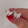 Pendientes de Mariposa de Lava Chapados en Plata para Mujer, Nuevos, Lindos, Lujo Ligero, Diseño de Nicho, Irregulares, Textura Líquida