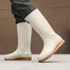 Novas Botas de Chuva de Cano Alto da Moda para Homens, Sapatos Impermeáveis, Botas de Água Antiderrapantes, Sapatos de Borracha, Lavagem de Carro, Pesca ao Ar Livre, Botas de Chuva Longas
