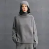 Suéter de Cachemira para Mujer Nuevo Otoño e Invierno de Punto Cuello Alto Holgado Moderno Estilo Urbano Casual Simple Interior de Punto de Cachemira