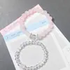 Pulsera de Cristal Rosa Transparente Natural con Diseño de Flor de Durazno, Estilo Dulce y Fresco de Nicho, Regalo para Mejores Amigas, Estudiantes, Venta al por Mayor