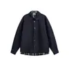 Yidao Roupas Vintage 2026 Outono Novo Retrô Americano Nicho Caimento Solto Jaqueta Jeans Estilo Camisa Xadrez Falsa de Duas Peças