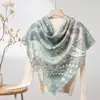 Lenço Quadrado Fino de Seda e Lã para Primavera e Verão o Ano Todo Feminino 200 Xale Étnico Lenço para Ar Condicionado Feminino Customização de Fábrica