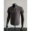 Camiseta de Verano para Hombre de Punto con Media Cremallera, Manga Corta, Costilla, Corte Ajustado, Estilo Old Money, Aspecto Fresco y Elegante