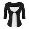 Camiseta de manga tres cuartos para mujer con look de dos piezas estilo coreano, nuevo diseño de otoño, top interior ajustado y adelgazante