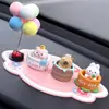 Adornos para Coche de Animales Mascotas Lindos de Dibujos Animados Cerdo Conejo Lindos con Cabeza que se Mueve Decoración de Consola Central de Coche Accesorios de Interior de Coche