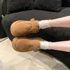 Zapatos Birkenstock de suela gruesa con forro polar Zapatos Birkenstock para mujer 2026 nuevo estilo invierno marrón cálidos sin cordones botas de nieve zapatos de algodón