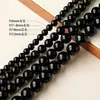 Runya Cristal Obsidiana Negra Natural Contas Redondas Semi-Acabadas DIY Contas Soltas Acessórios para Miçangas Atacado