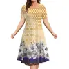 Impresión digital 3D nueva moda mujeres flor suelto cuello redondo falda vestido de playa 2024 transfronterizo explosiones calientes