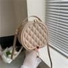 Bolsa de Ombro Feminina Simples com Costura Acolchoada Cor Sólida 2026 Outono Tendência Moda Bolsa Transversal Textura PU Estilosa