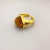 Europa y Estados Unidos nuevo anillo abierto ajustable de temperamento dorado con incrustaciones de piedra ojo de tigre lapislázuli moda retro en forma de corazón al por mayor