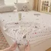 Algodão Puro Classe A Lavável Estilo Fresco Lençol de Elástico Peça Única Protetor de Colchão Desenho Animado Cobertura Total Cama Infantil Fofa Sarja Cobertura de Cama