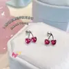Unha de osso de orelha de cereja com laço rosa material de aço titânio joia doce fofa lóbulo da orelha osso da orelha pode ser usada