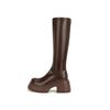 Piernas de Estilo Cómico~Botas de Caballero de Media Caña con Suela Gruesa y Forro de Felpa para Mujer, Botas Largas Ajustadas