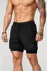 Pantalones Cortos Deportivos para Hombre 2 en 1 Doble Capa Músculo Entrenamiento Deportivo Fitness Casual Sueltos Estampados Secado Rápido