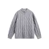 Ropa Vintage Yidao Otoño 2026 Nuevo Estilo Casual Holgado Retro Japonés Patrón Retorcido Media Cremallera Cuello Alto Suéter de Punto
