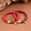 Pulsera de la Fortuna de Calabaza de Cinabrio Crudo, Pulsera de Calabaza de Jade Arena Dorada Púrpura Arena Roja Imperial, Venta al por Mayor y Dropshipping