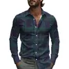Camisa de Hombre a Cuadros y Rayas Primavera Un Botón Diseño de Solapa 2025 Ligera Corte Holgado Moda