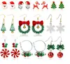 Brincos de Natal Laço Sino Liga Árvore de Natal Papai Noel Conjunto Combinado Brincos de Natal