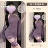 Dormila Sexy Novo Estilo Chinês Fivela Renda Gola Alta Cheongsam Pura Luxúria Sexy Roxo Decote Halter Lingerie Sexy para Mulheres