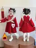 Saludos de Año Nuevo para Niñas Ropa de Invierno Forrada de Polar y Engrosada 2025 Nuevo Vestido Estilo Chino para Niños Traje Tang Festivo para Niña Pequeña