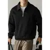 Sudadera con capucha de algodón estilo retro americano, dos tonos de hilo, bloques de color, imitación de mezclilla, para hombre, Otoño/Invierno 2026, con media cremallera y solapa