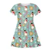 Vestido Curto de Manga Curta Soltinho para Meninas com Estampa Digital 3D de Boneco de Neve de Desenho Animado para o Natal - Comércio Exterior Transfronteiriço Europeu e Americano