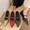Zapatos Mary Jane poco profundos para mujer, nuevo estilo Primavera y Otoño 2026, con aumento interno de altura, punta fina, estilo Hada Dulce y hebilla de una sola tira.