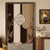 Cortina de Puerta Estilo Retro Cortina Divisoria para Hogar Dormitorio Habitación, Cortina de Tela sin Taladro para Cocina y Baño, Media Cortina