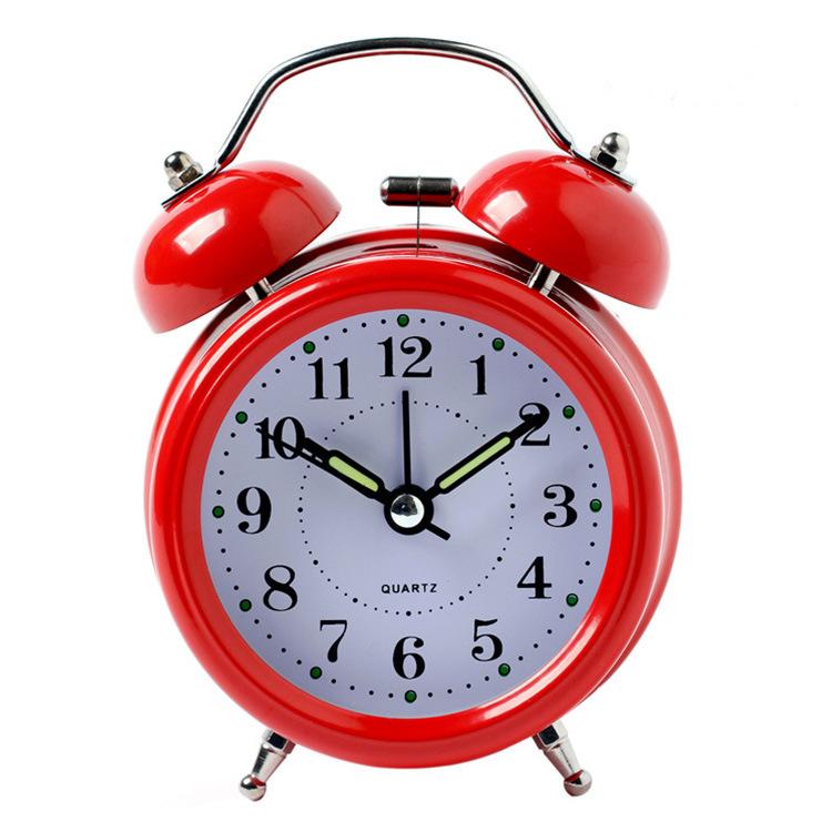 3寸金属打铃闹钟 超静音 夜光针 带夜灯