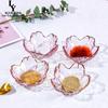 Lindo Plato de Flor de Cerezo Rosa Vajilla Creativa Patrón Martillado Japonés Cocina Transparente Borde Dorado Plato para Salsas Comercial Hogar Venta al por Mayor