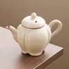 Tetera Pequeña Esmaltada con Grasa Color Arena de Horno Ru Hecha de Fábrica para Preparar Té, Tetera de Cerámica, Tetera Individual para una Persona, Utensilio de Té, Juego de Té Kung Fu