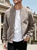 Chaqueta de ante para hombre transfronteriza, modelo nuevo de Temu, top de color liso con cremallera, cárdigan abrigo casual para primavera y otoño