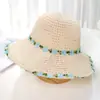 Sombrero de Paja Floral Estilo Pastoral Festivo Ruiya para Mujer, Sombrero de Sol Transpirable Hueco de Verano Estilo Pescador, Sombrero Plegable para Protección Solar