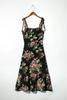 Moda Femenina Europea y Americana Nueva de Primavera Vestido de Tubo con Volantes Estampado de Flores Verdes S13167