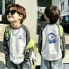 Camiseta de Manga Larga con Retazos para Niños Niños Otoño/Invierno De Rong Capa Base Cepillada 2026 Nuevo Top para Niños