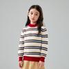 Suéter Nuevo de Otoño e Invierno para Niños de Lana Pura, Cuello Redondo, Grueso, para Niños Pequeños y Medianos, Estilo Coreano, Suéter a Rayas