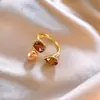 Anillo Abierto de Caracola Dulce de Verano con Estrella Luz de Lujo Gama Alta para Dedo Índice Diseño de Moda Joyería de Nicho para Mujeres