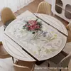 Tapete de mesa de couro de luxo, mesa redonda dobrável, mesa redonda oval para sala de estar, tapete de mesa de jantar, toalha de mesa à prova d'água e de óleo, personalizável