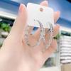 Agulha de Prata 925 Brinco de Argola Simples de Círculo de Diamantes Completo Temperamento Exagerado Anel Grande Brincos de Argola 2022 Nova Moda
