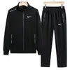 Nuevo Traje Deportivo Casual Holgado para Hombre de Otoño e Invierno Cardigan con Cuello Alto Leggings Deportivos Traje Recto para Correr y Fitness Dos Piezas
