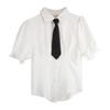 Falda Negra Abullonada de Encaje Empalmado de Cintura Alta para Mujer Falda de Primavera y Verano Conjunto de Dos Piezas Camisa de Manga Abullonada Estilo Coreano