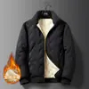 Jaqueta grossa forrada com fleece masculina para outono e inverno, casaco de algodão com lã de cordeiro, quente e versátil para homens jovens e de meia-idade, casaco de inverno para homens