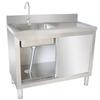 Fregadero de Acero Inoxidable para Verduras Fregadero de Cocina con Tazón Consola Integrada tipo Gabinete con Puerta Deslizante Gabinete de Almacenamiento Doméstico Comercial