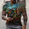 2024 nuevo color remolino abstracto impresión digital 3D camiseta manga corta moda callejera casual deportes transfronterizo