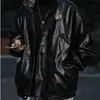 Chaqueta de Cuero para Motocicleta Transfronteriza para Hombre Otoño Marca de Moda Americana Holgada Plumpty Shuai Calle Alta Casual Todo-partido Cuero PU Piloto