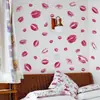 Br7028C Pegatinas de Pared con Estampado de Labios Rojo Romántico para Dormitorio de Parejas, Habitación de Boda, Decoración de Pared para Ambiente del Día de San Valentín