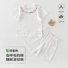 Verano Gasa Fina Algodón Manga Corta Pantalones Cortos Ropa de Bebé Conjunto Dividido Pijama Ropa para Aire Acondicionado Ropa de Bebé