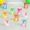 Desenho animado fofo mini colorido urso morango enfeites de carro pingente resina DIY chaveiro acessórios material atacado